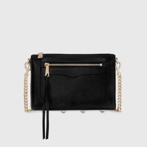 Rebecca Minkoff Regan crossbody in black pebbled genuine leather & gold hardware